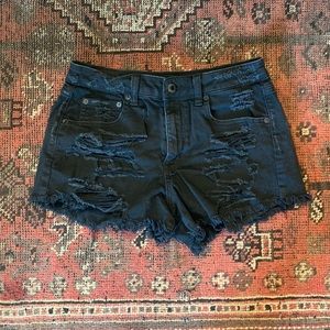 Black Distressed Vintage High Rise Festival Shorts